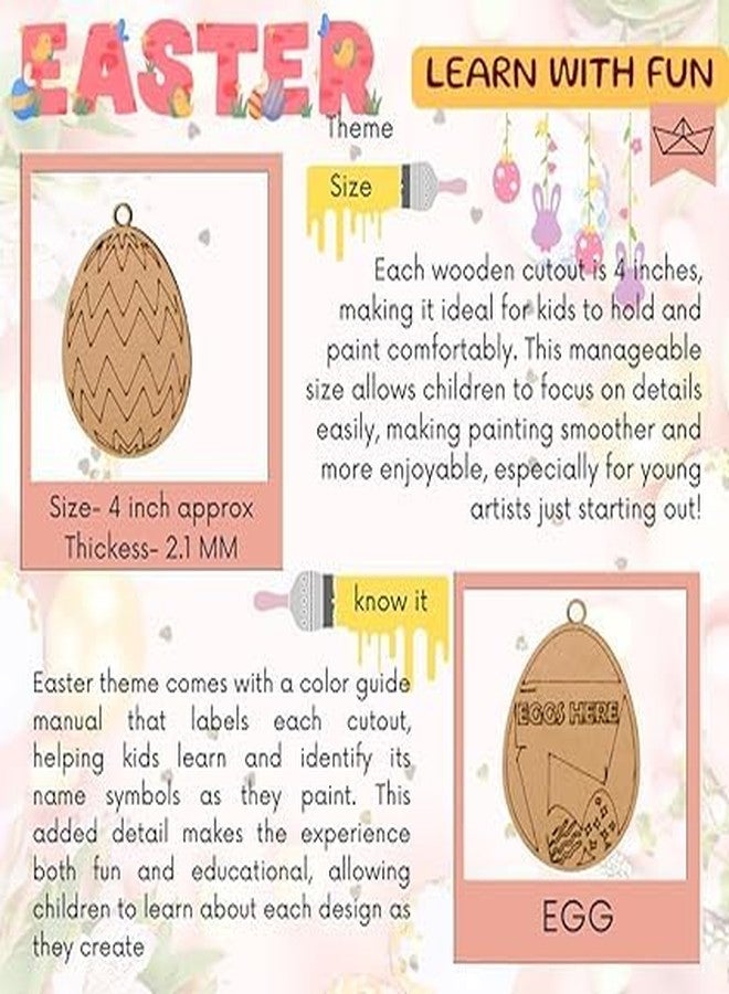 CRAFTER60 DIY Wooden Painting Kit for Kids 5+ - DIY Art & Craft Set with Paints, Brushes & Cutouts - Educational Creative Toy (Easter) - Image 4